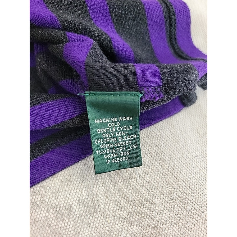 Lauren Ralph Lauren Striped Top Womens S Purple Grey Long Sleeve Sleeve Pocket - Picture 7 of 11
